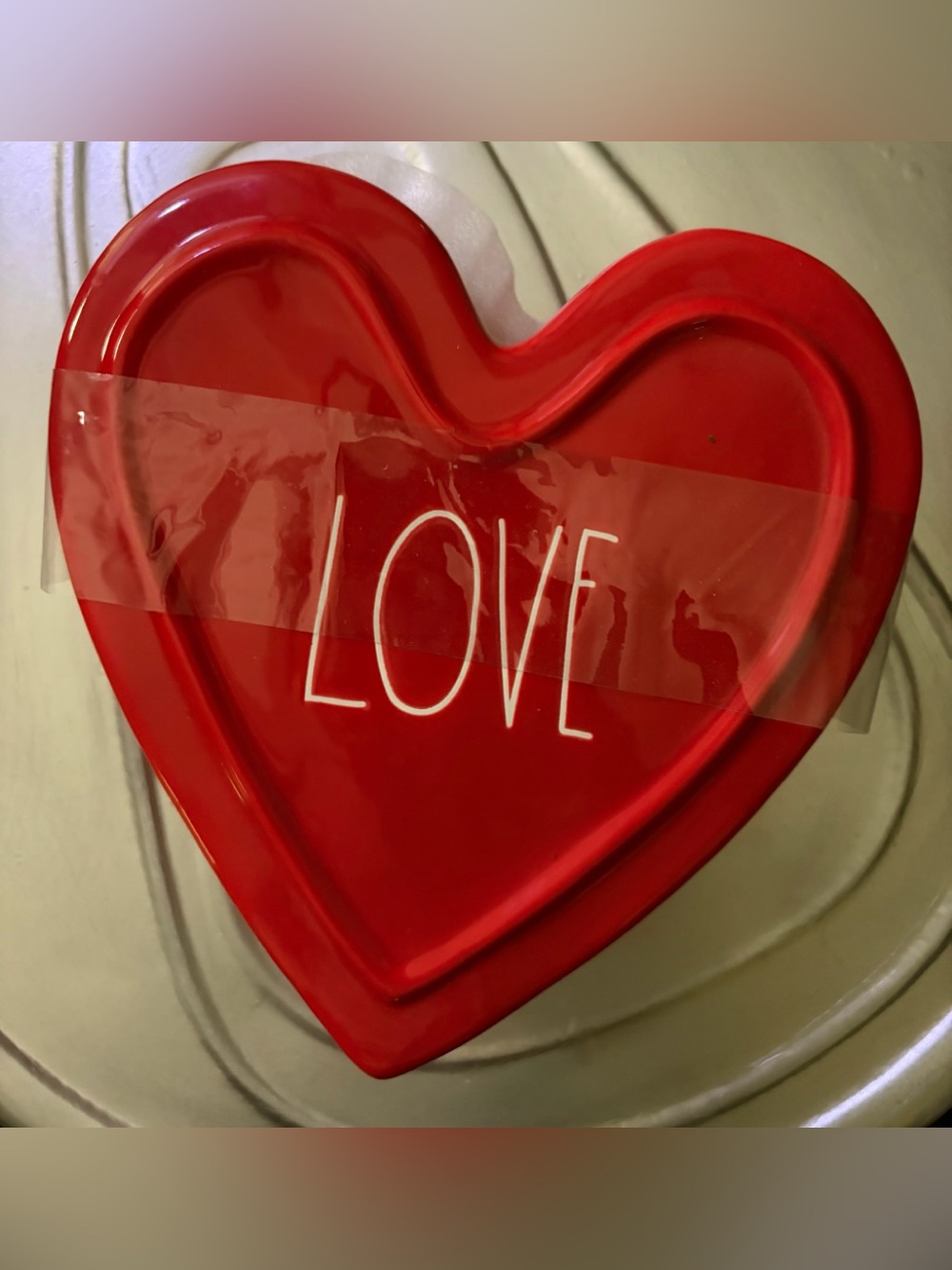 Rae Dunn Love Heart Shaped Dish With Lid Magenta